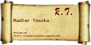 Radler Toszka névjegykártya